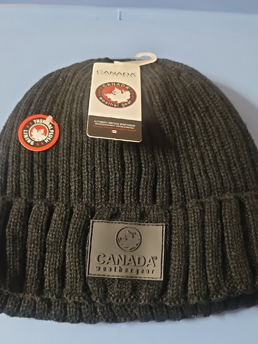 CANADA WEATHER GEAR THERMAL PLUSH LINED BEANIE HAT BLACK NEW WITH TAGS
